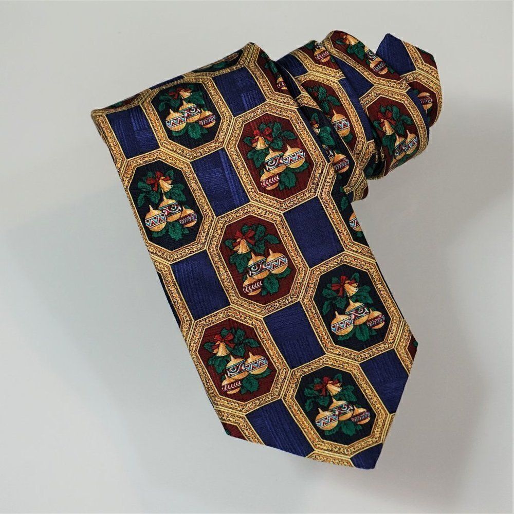 HALLMARK 1996 Yule TIE Greetings Christmas Ornaments Holiday Necktie USA Made